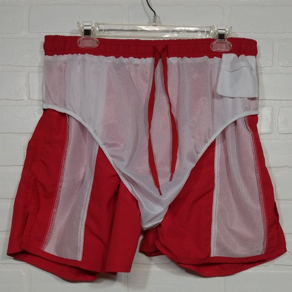 Dolfin men's red lifeguard bathing suit swim trunks Nylon XXL 2X Big Man - Picture 6 of 7
